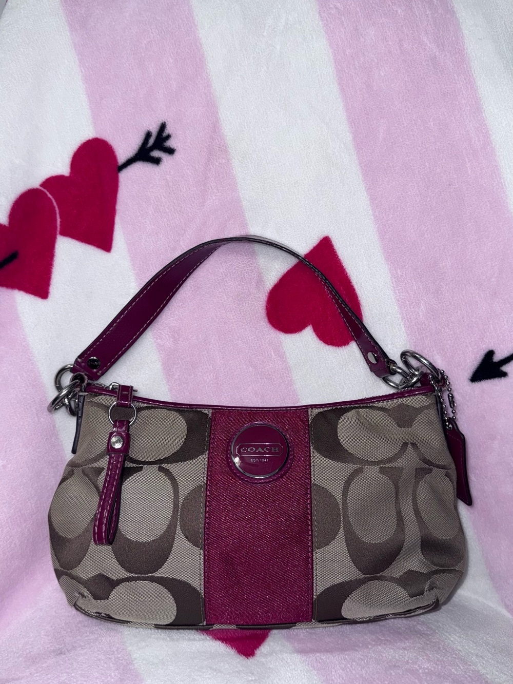 Red Coach Monogram Hobo Bag